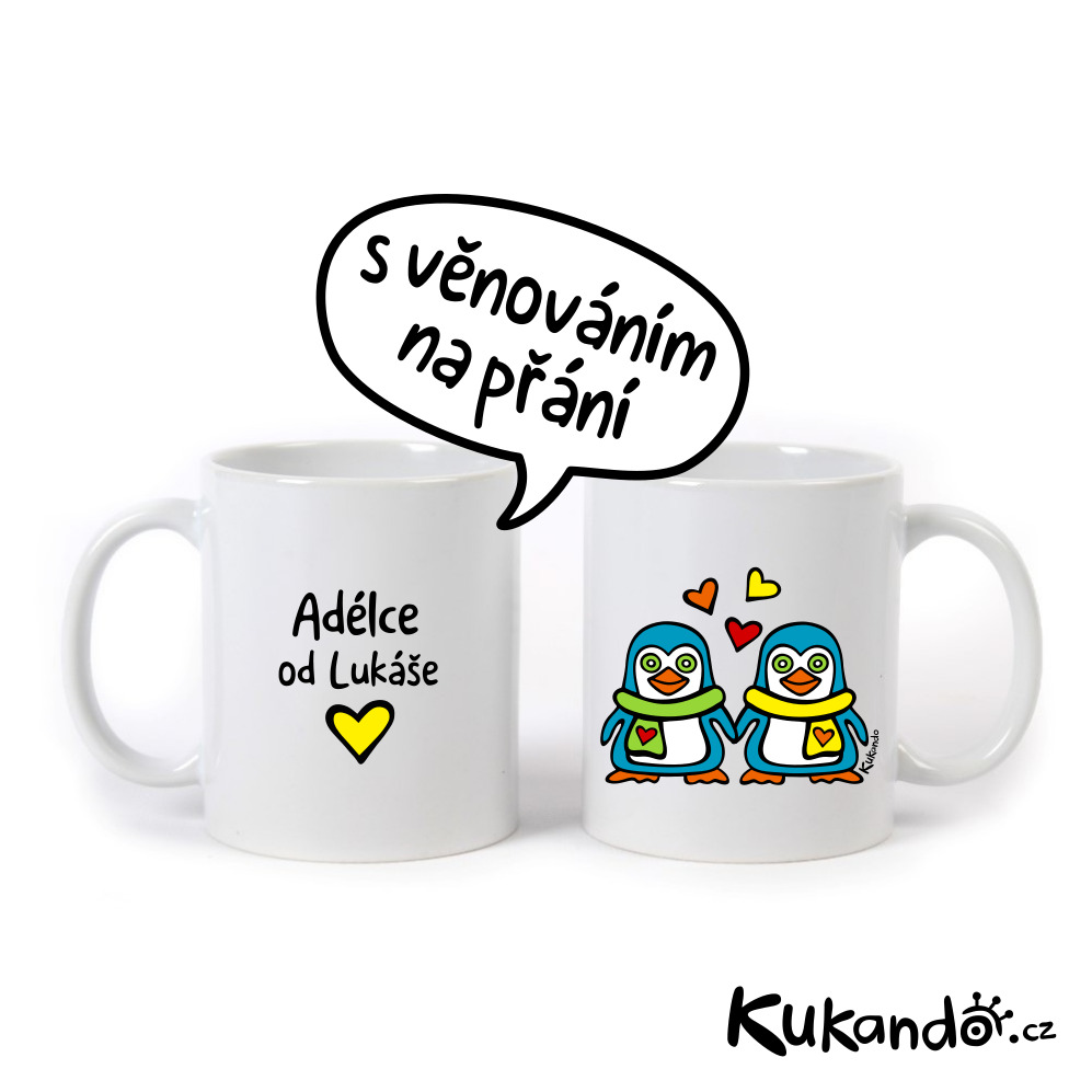 Dárkový hrnek ZAMILOVANÍ TUČŇÁCI s věnováním